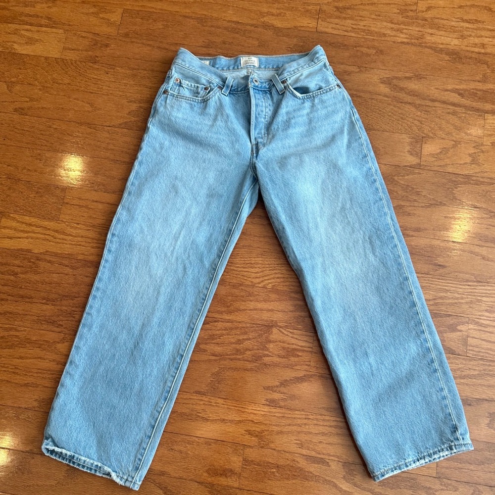 Levis 501 90s Ankle Jeans Light Wash Straight Leg W26 L27 5-pocket Button Fly - Picture 2 of 9